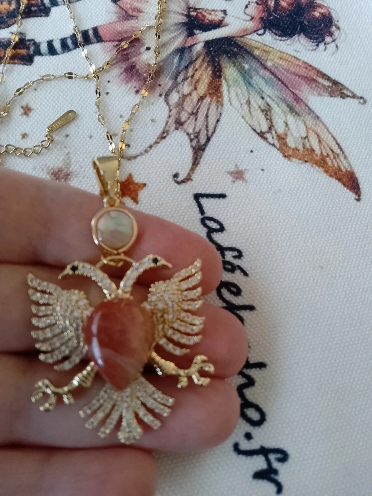 Collier pendentif aigle double pierres du soleil et de n'acre – photo 2